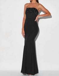 Lulus Brilliantly Bold Strapless Mermaid Maxi Dress in black - women's dress - detail view