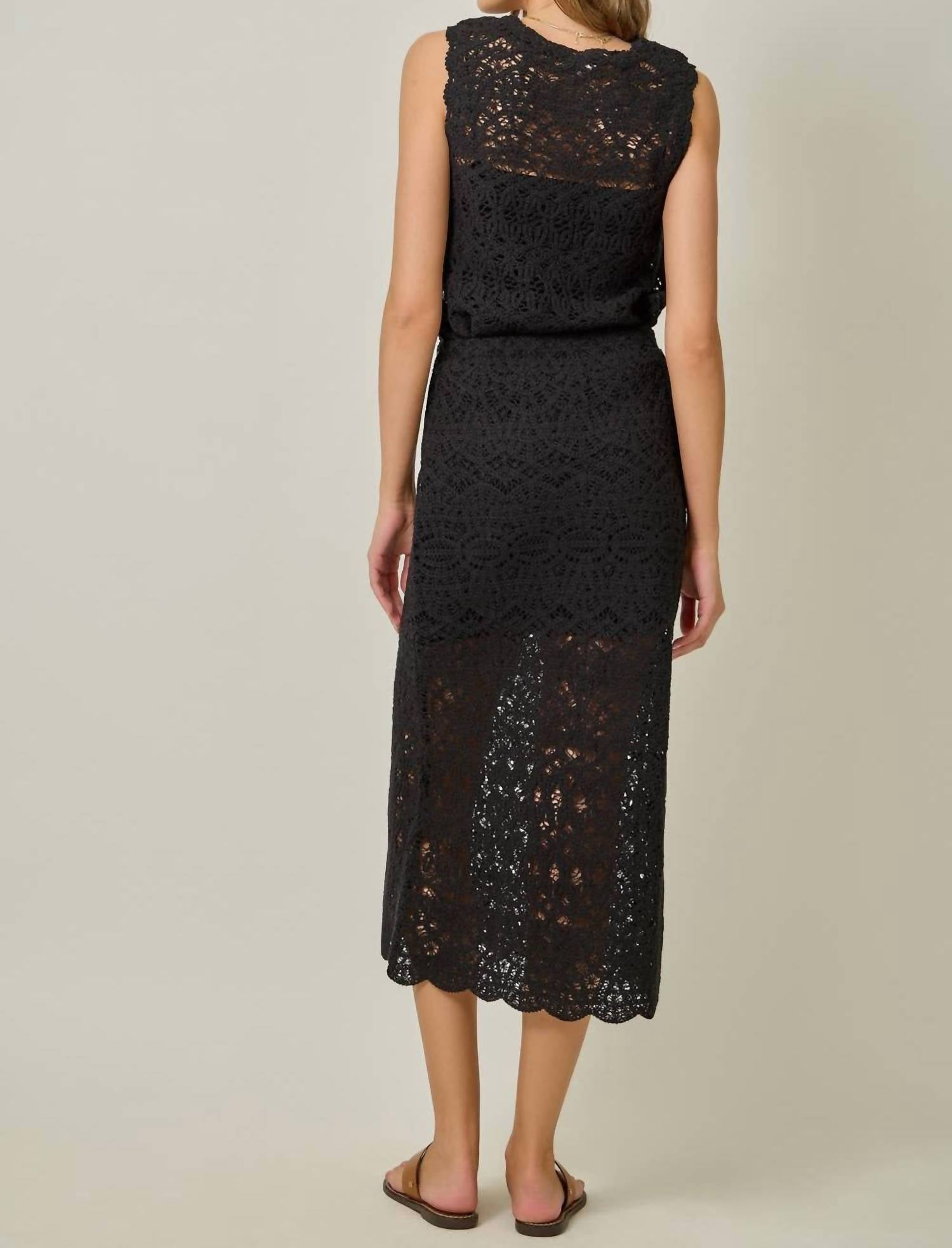 mystree Crochet Scallop Hem Skirt in black - women's skirt - detail view