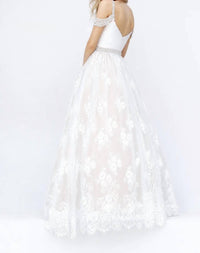 Sherri Hill Lace Ball Gown in ivory - women's dress - alternate view