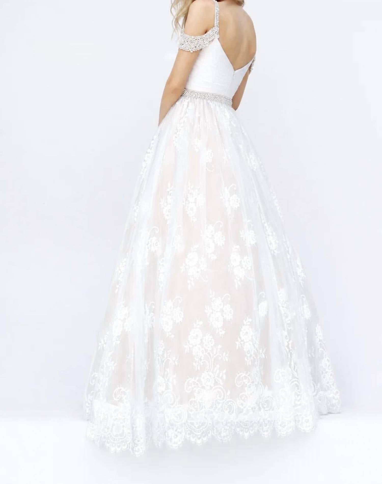 Sherri Hill Lace Ball Gown in ivory - women's dress - alternate view