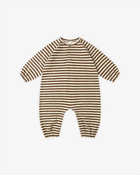 Rylee + Cru Kids' Henley Jumpsuit in brown stripe - kids' item