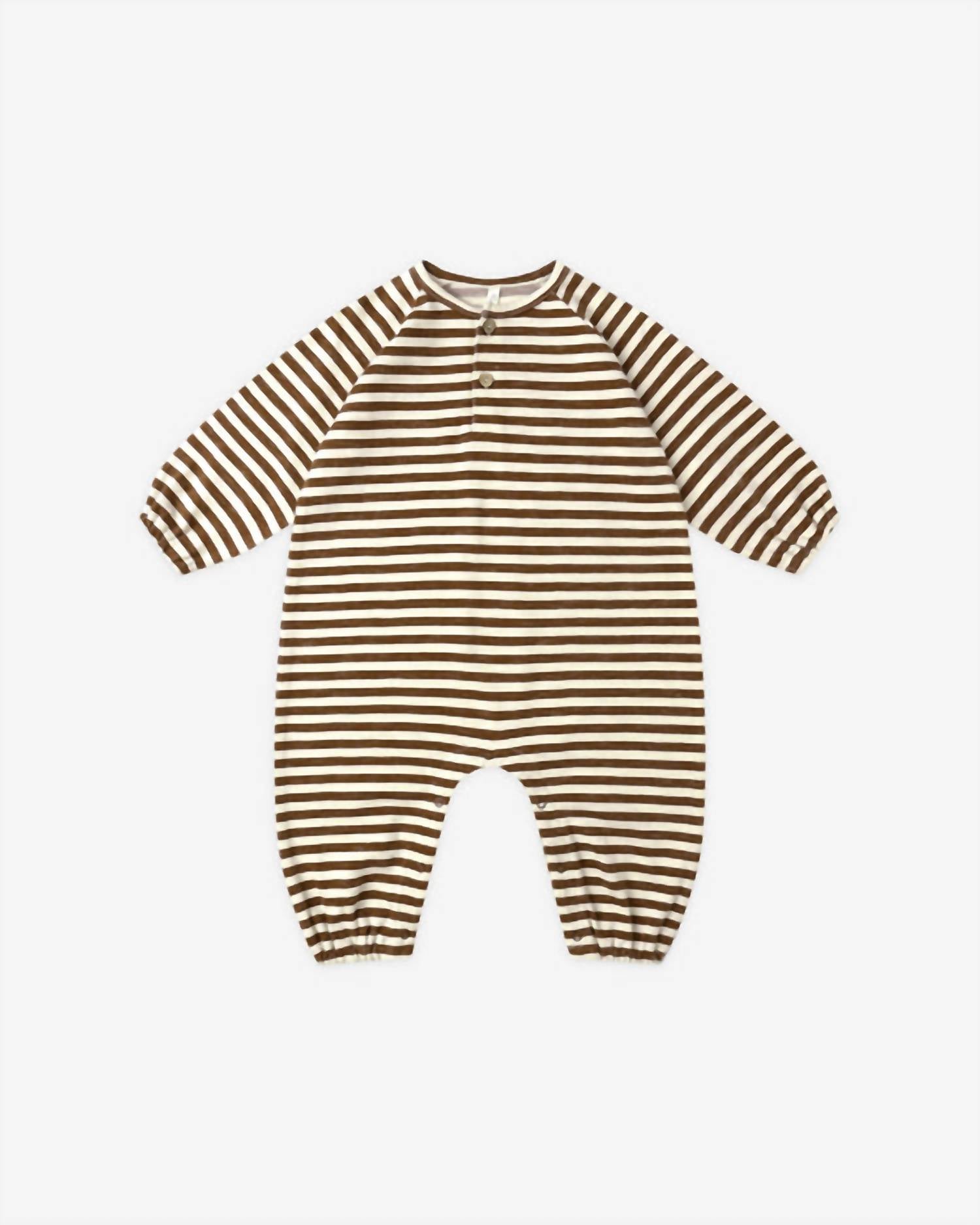 Rylee + Cru Kids' Henley Jumpsuit in brown stripe - kids' item