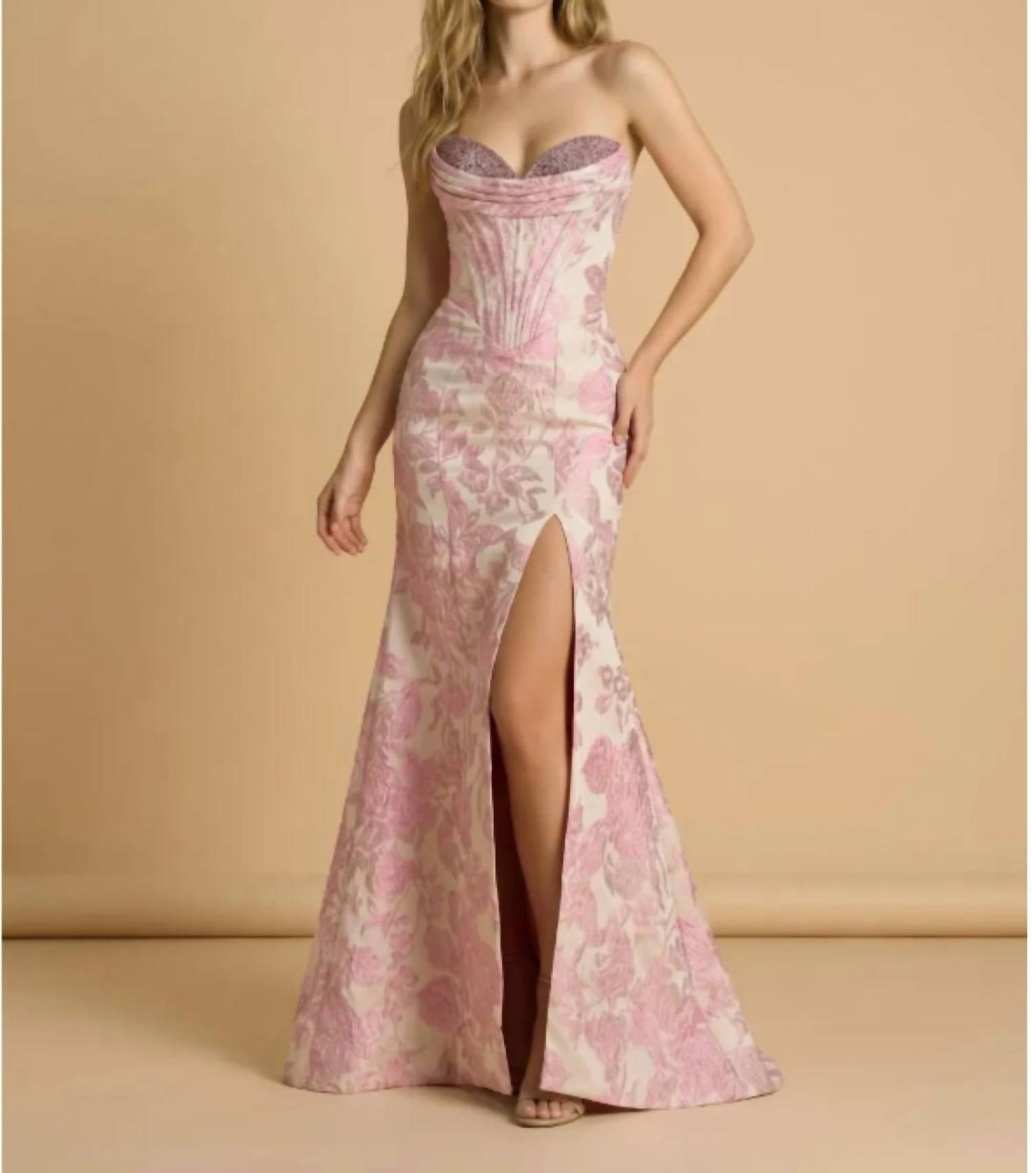 Couture Lee - Strapless Brocade Mermaid Prom Dress
