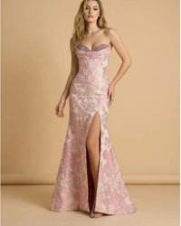 Couture Lee - Strapless Brocade Mermaid Prom Dress