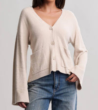 BAREFOOT DREAMS Cozychic Lite Wide Sleeve Button Front Cardigan in stone - women's cardigan