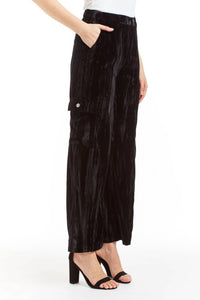 Tractr - Velvet Cargo Wide Straight Leg Pants