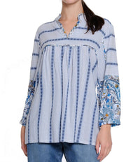 Tru Luxe - Mixed Print Notch Neck Top