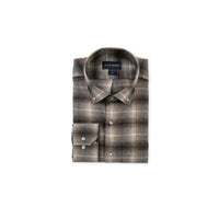 Scott Barber Men's Long Sleeve Plaid Heather Shirt in charcoal heather - men's long sleeve top