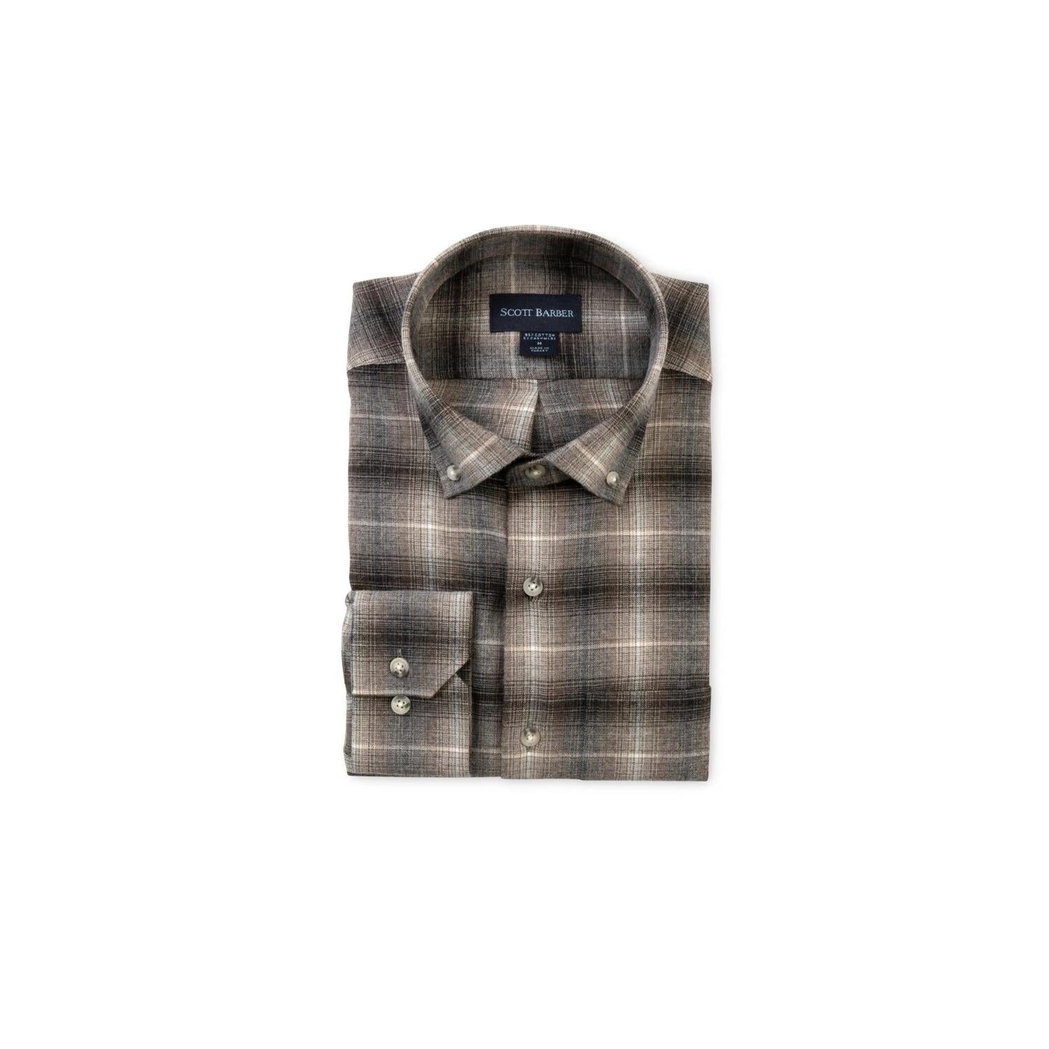 Scott Barber Men's Long Sleeve Plaid Heather Shirt in charcoal heather - men's long sleeve top