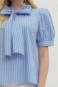 Entro - Striped Tie Neck Top