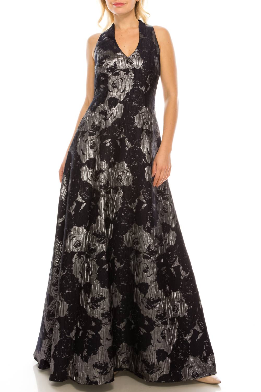 Aidan Mattox - Halter-style Metallic A-line Dress