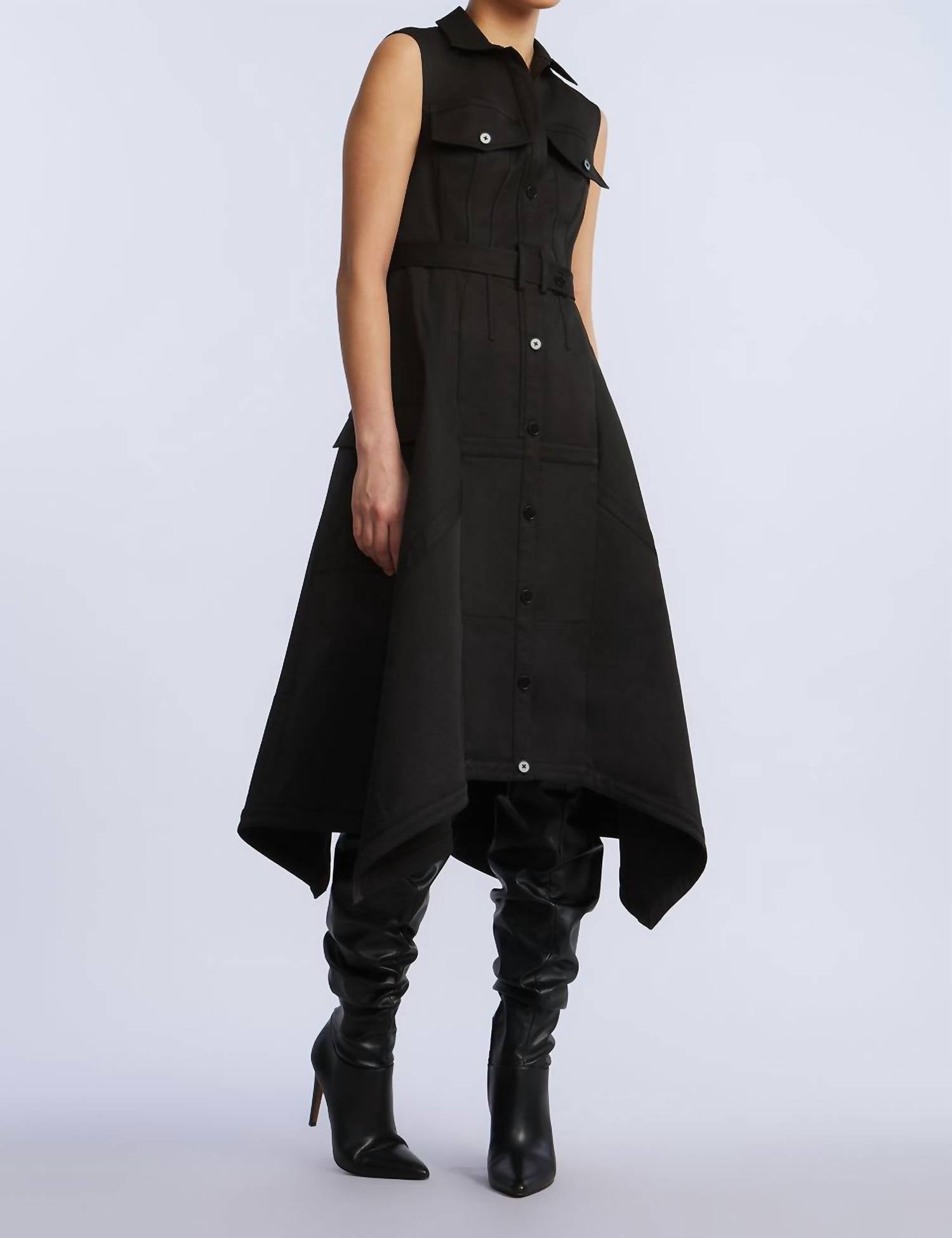 Bcbgmaxazria - Scarf Hem Taffeta Twill Dress