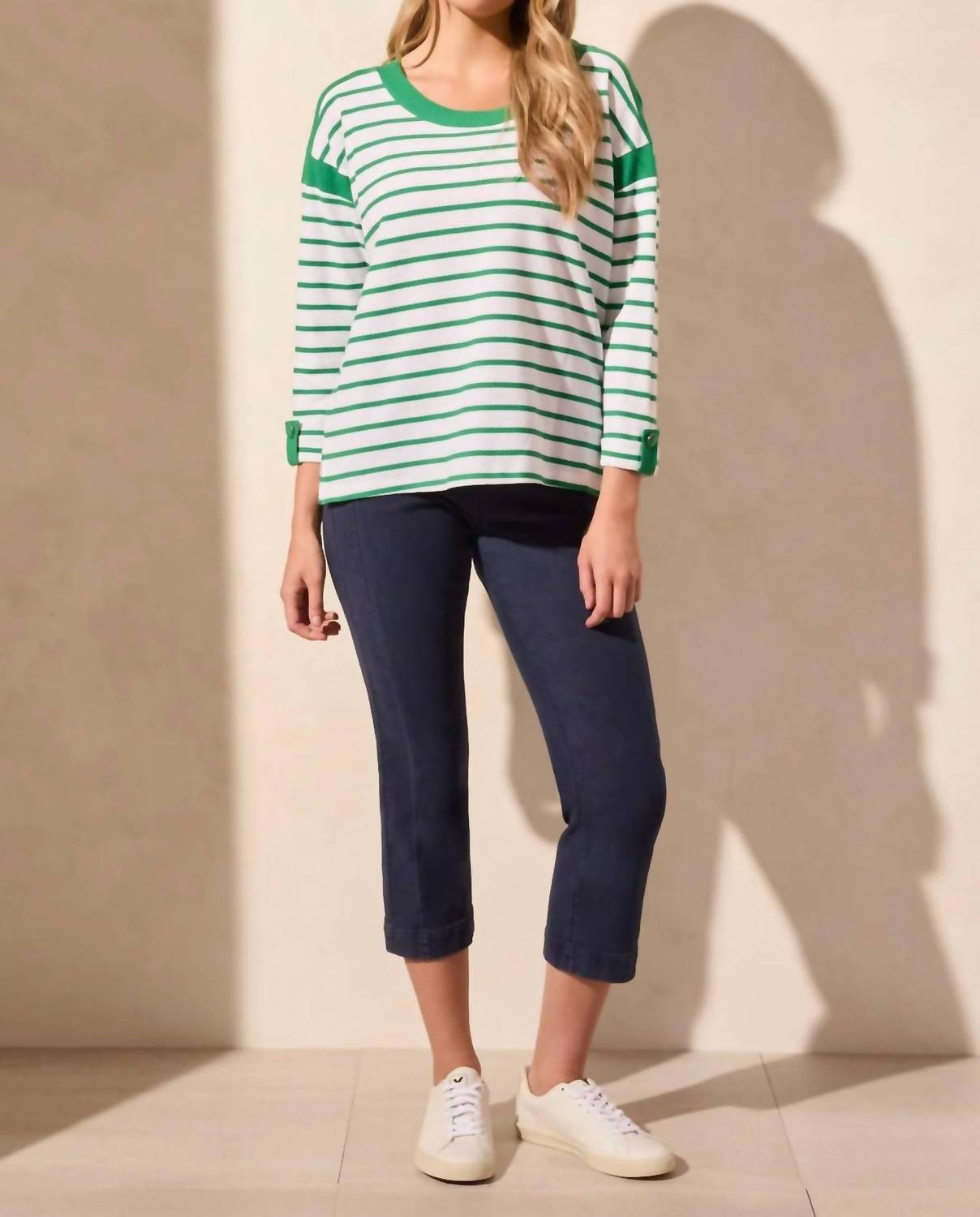 Tribal - Waffle Knit Boat Neck Top