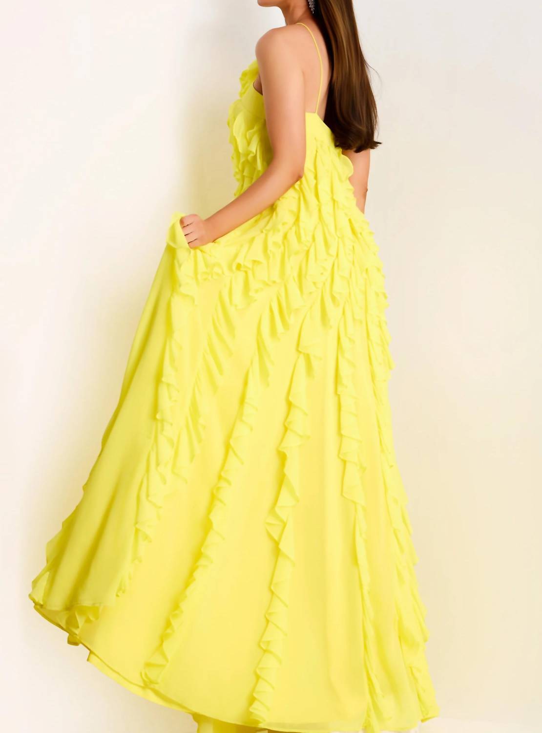 Jovani - Halter Gown With Cascading Ruffle Layers