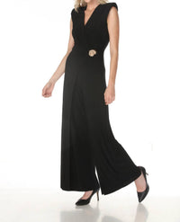 Joseph Ribkoff - Sleeveless Wrap Wide-leg Jumpsuit