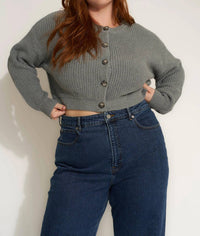 Callahan Cropped Cardigan in gray - women's cardigan - detail view