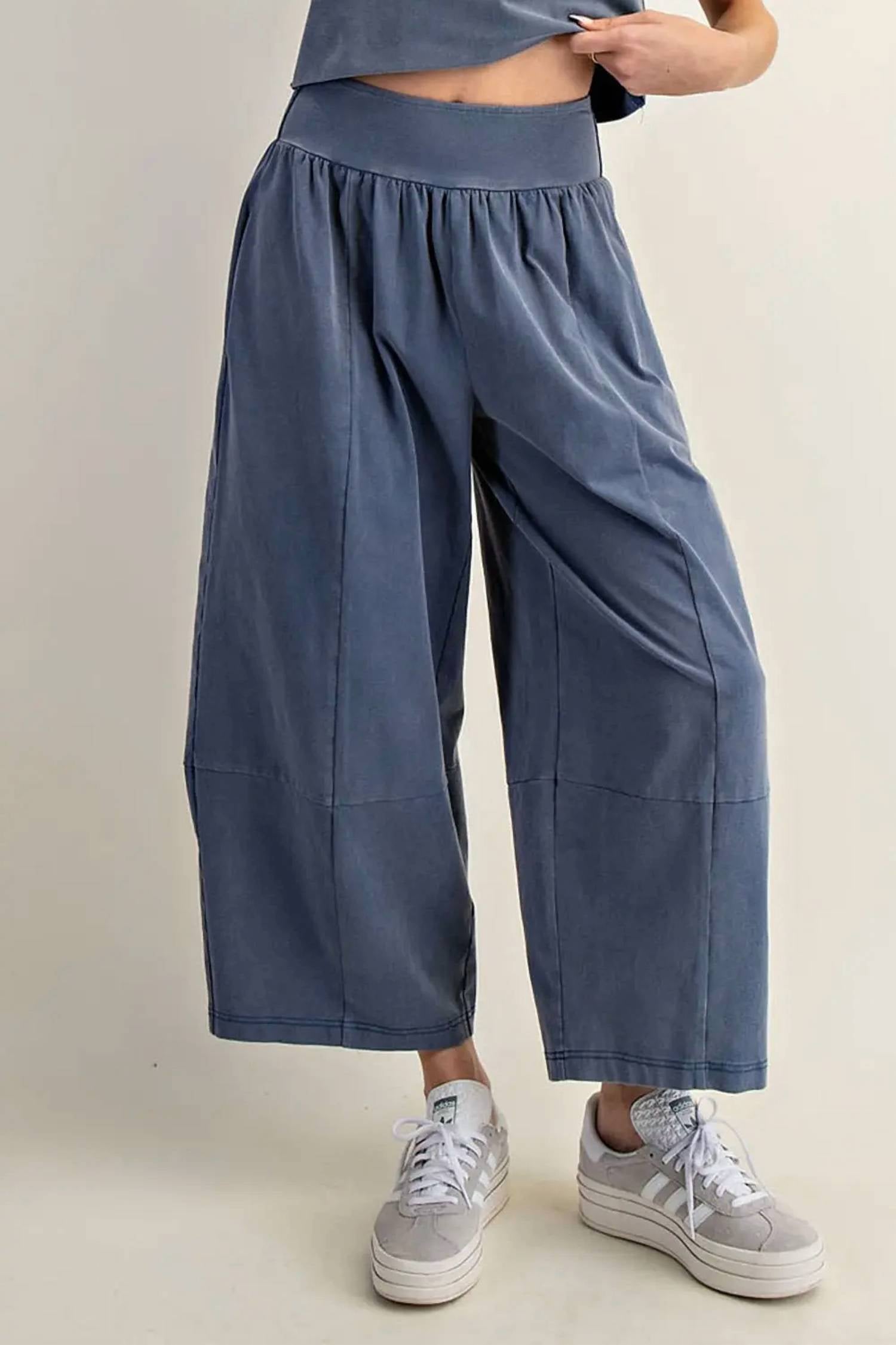 Ee:Some - Mineral Washed Wide Leg Pants