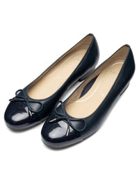Ara Women's Belinda Bow Ballet Flat in navy nappa with navy patent - women's flats - alternate view