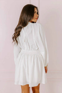 Hyfve - Willow Deep V-neck Bishop Sleeve Mini Dress