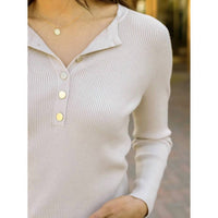 Grace And Lace - Ribbed Henley Sweater