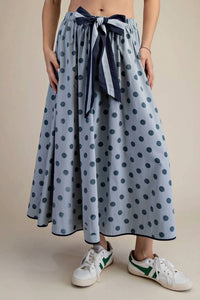 Easel - Tie Waisted Polka Dot Skirt