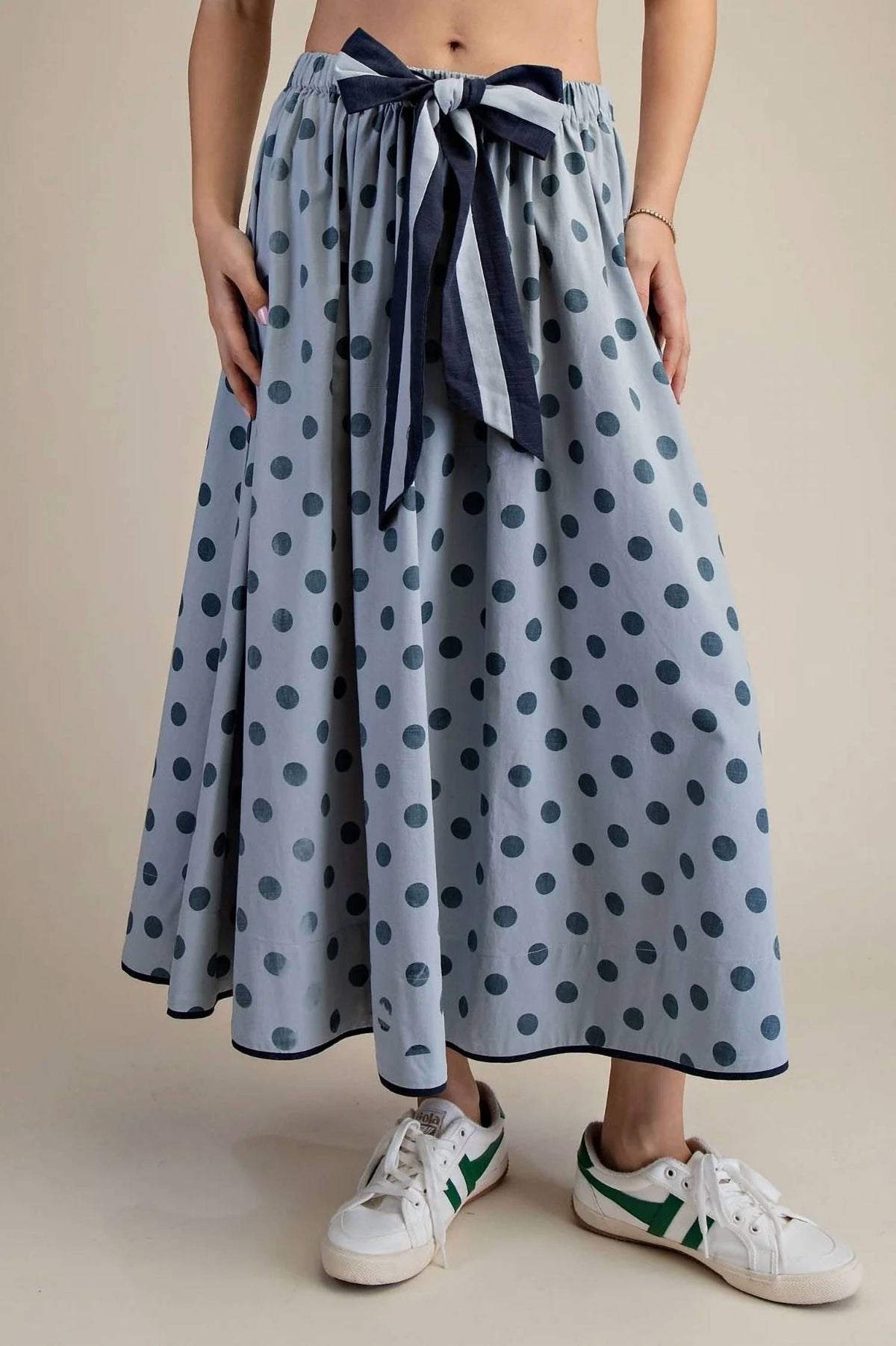 Easel - Tie Waisted Polka Dot Skirt