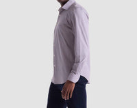 Bugatchi Uomo Small Geometric Print 8 Way Stretch Shirt in wood rose - men's shirt - detail view