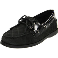 Sebago Women's Coast Two Eye Quilted Boat Shoes in black - women's flats