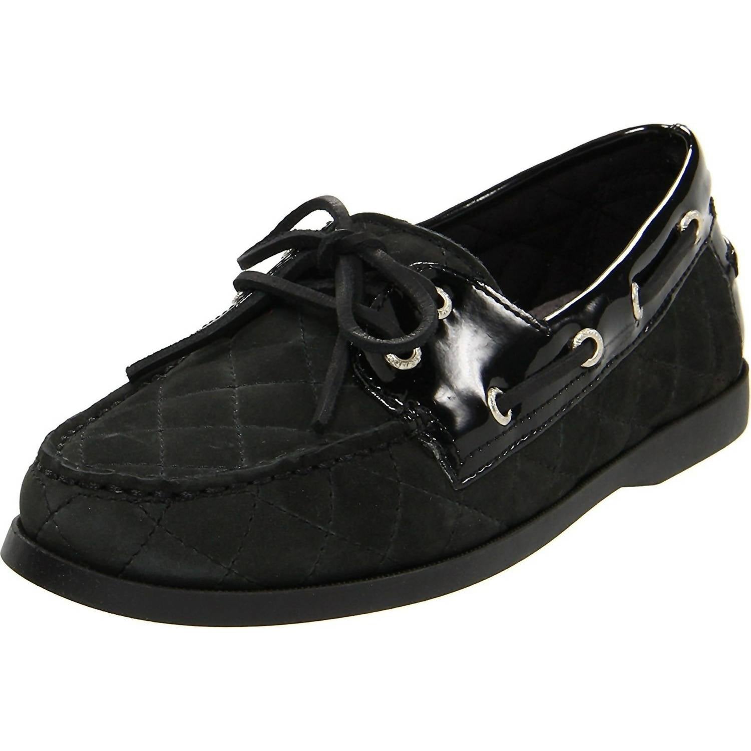 Sebago Women's Coast Two Eye Quilted Boat Shoes in black - women's flats
