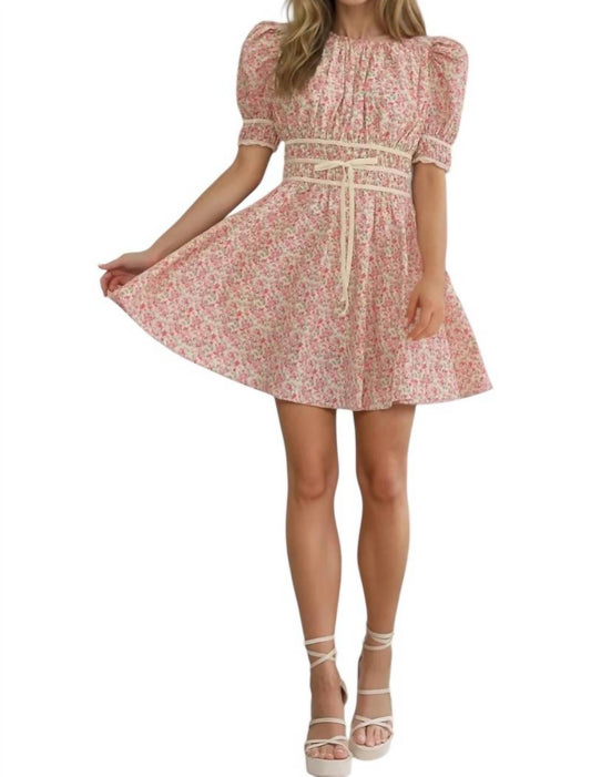 Entro - Darleen Velvet Trim Smocking Waist Mini Dress