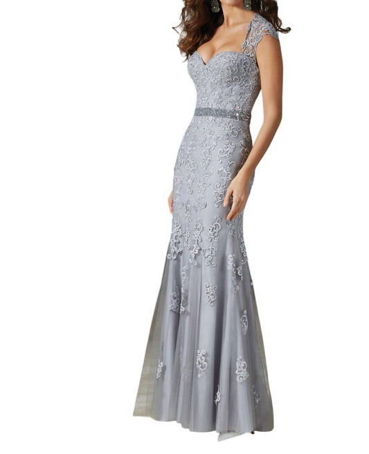 Mgny - Beaded Lace Applique On Net Dress