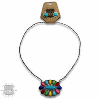 Pink Panache - Women's Stone Necklace & Earring Set