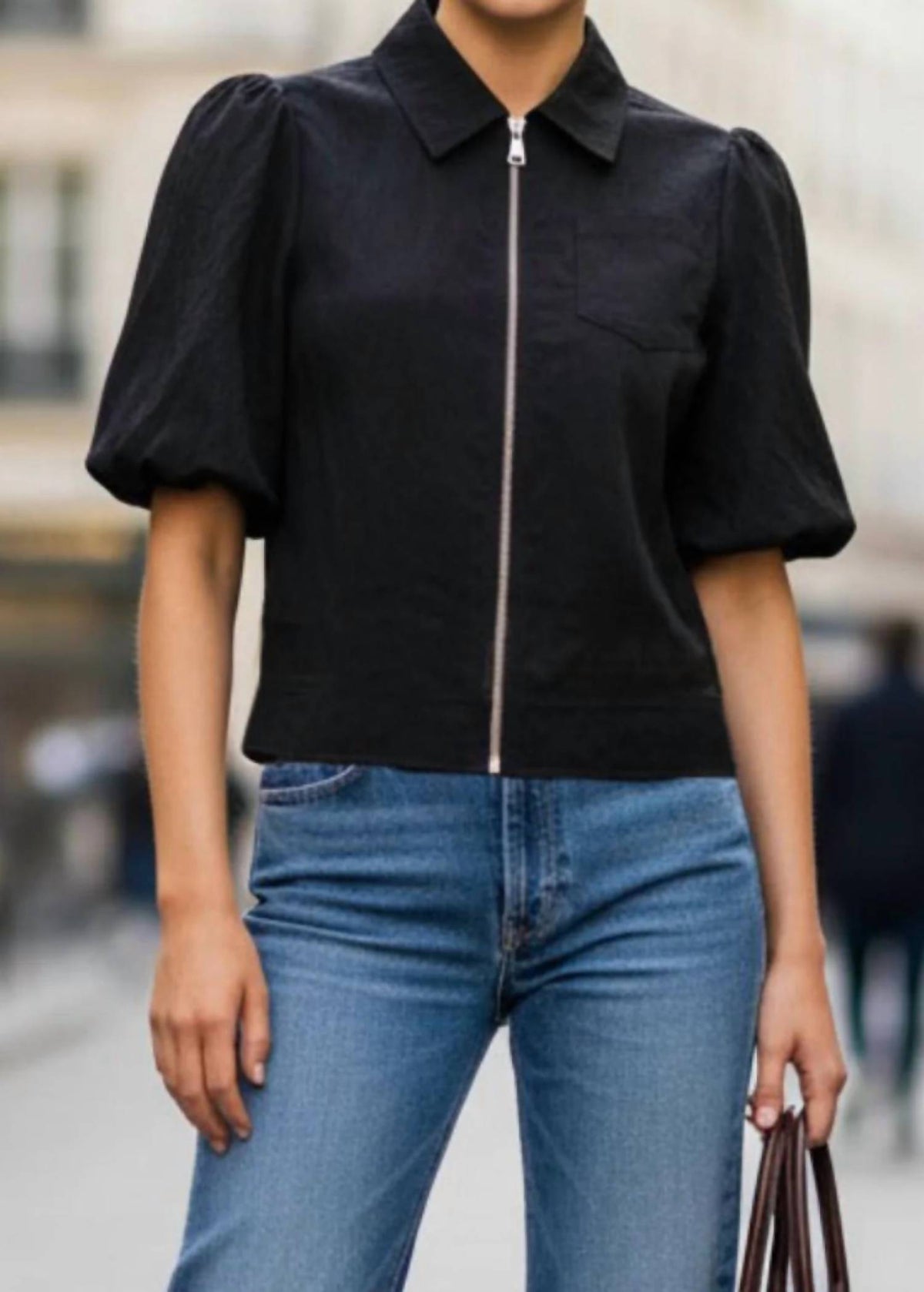 Vava - Bubble Sleeve Zip Jacket