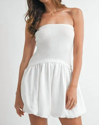 Mable - Ribbed Balloon Tube Mini Dress