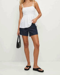 Naked Zebra - Knot Strap Smocked Tank Top