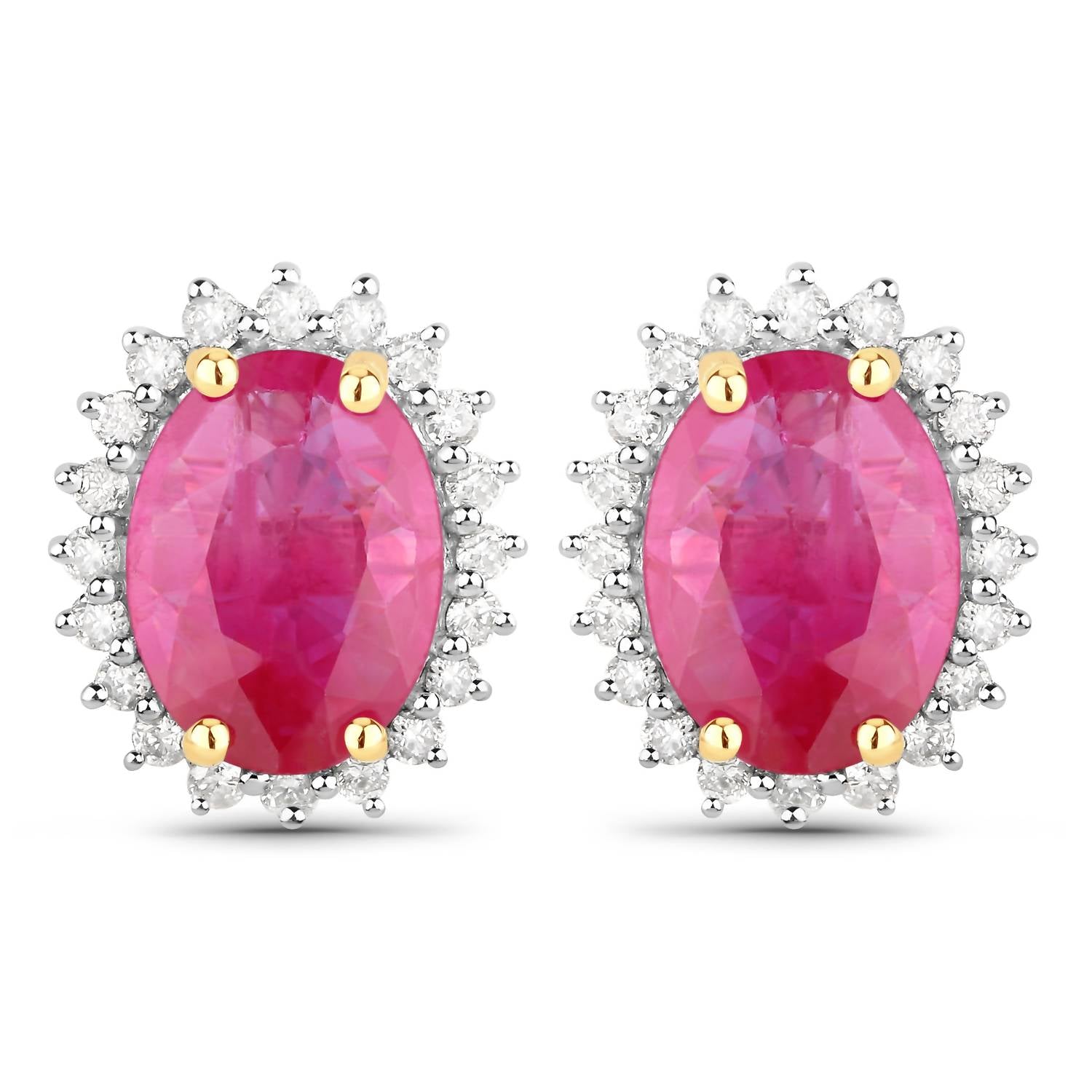 Diana M Jewels Women's Oval Natural Ruby Stud Earrings (2.85 Ct) - Signature in 14k yellow gold - women's jewelry