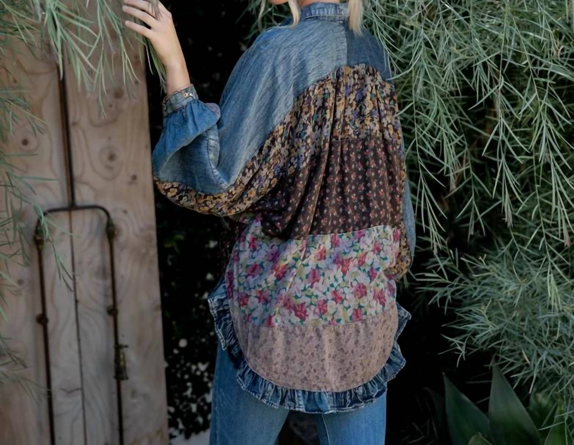 Young Threads - Mixed Floral Prints Patchwork Blouse