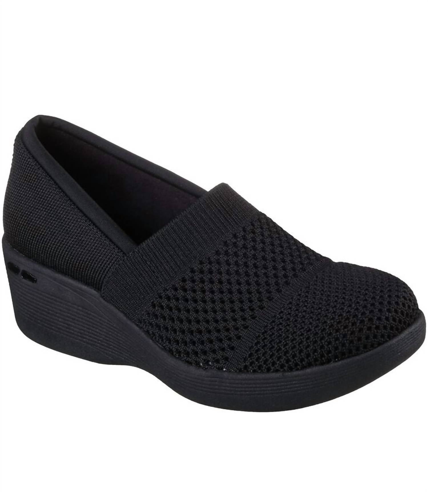 Skechers Women's Pier-lite Wedge in black - women's shoe - detail view