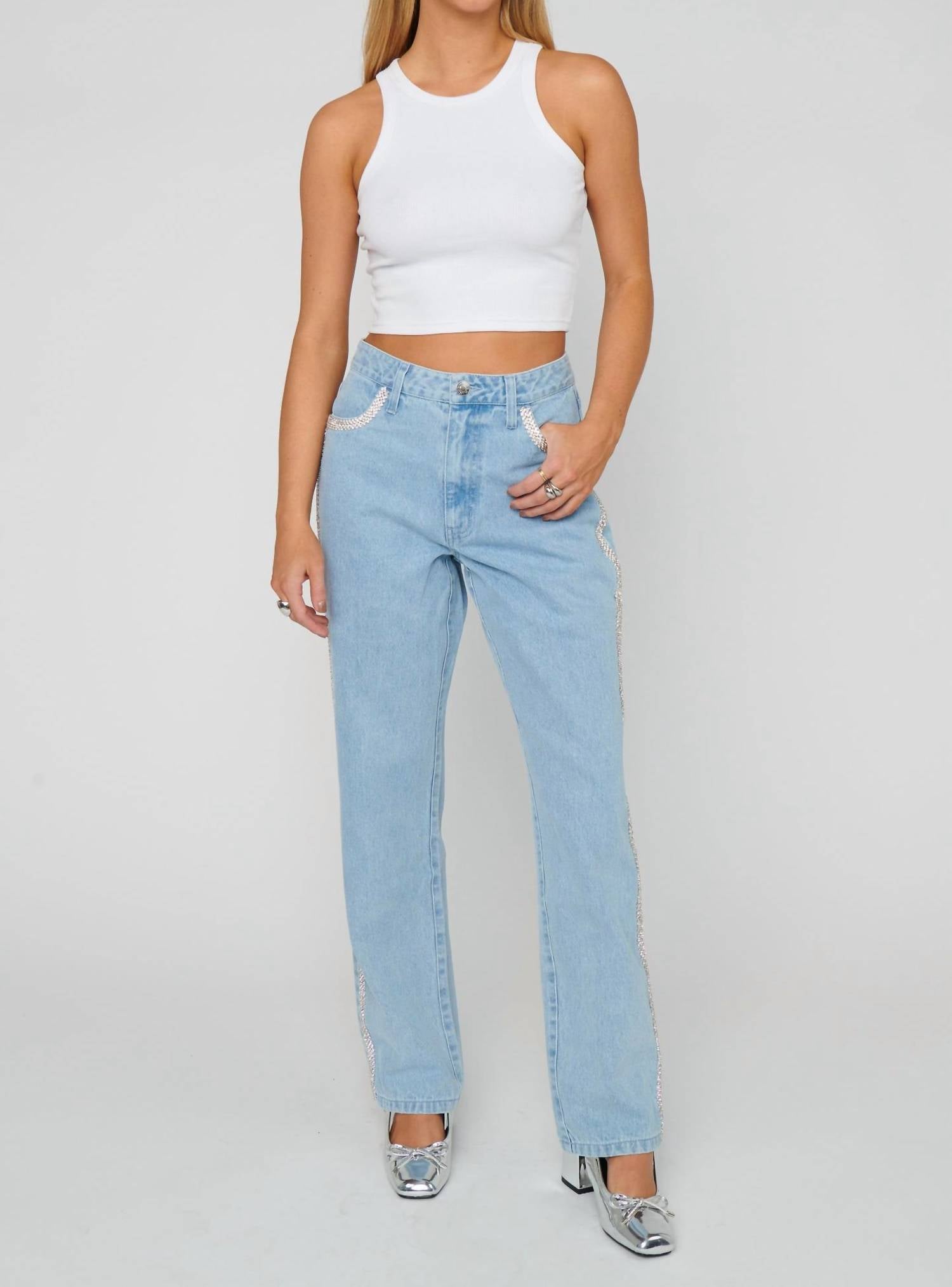 Show Me Your Mumu - Icon Rhinestone Straight Leg Jeans