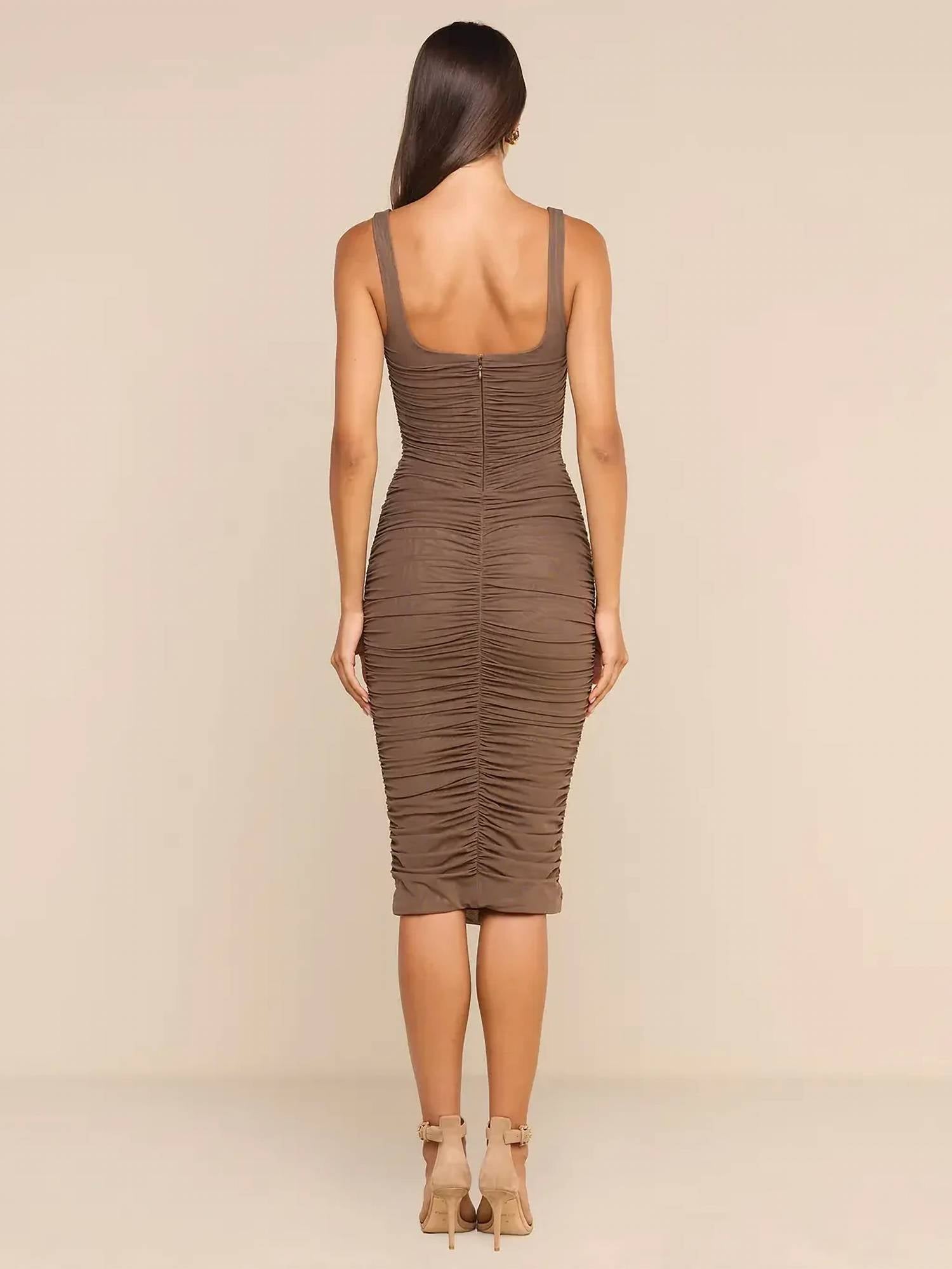 L'Agence - Anya Shirred Midi Dress