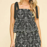 PINCH Tie Shoulder Strap Top in black - women's blouse - detail view