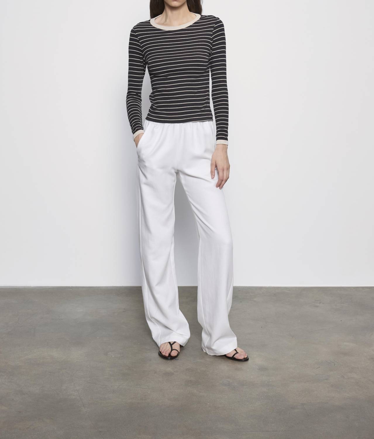 Enza Costa - COTTON STRIPE CLASSIC LONG SLEEVE TEE