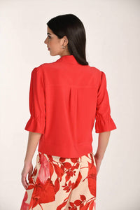 Frank Lyman - Saralynn Short Sleeve Zipper Front Top