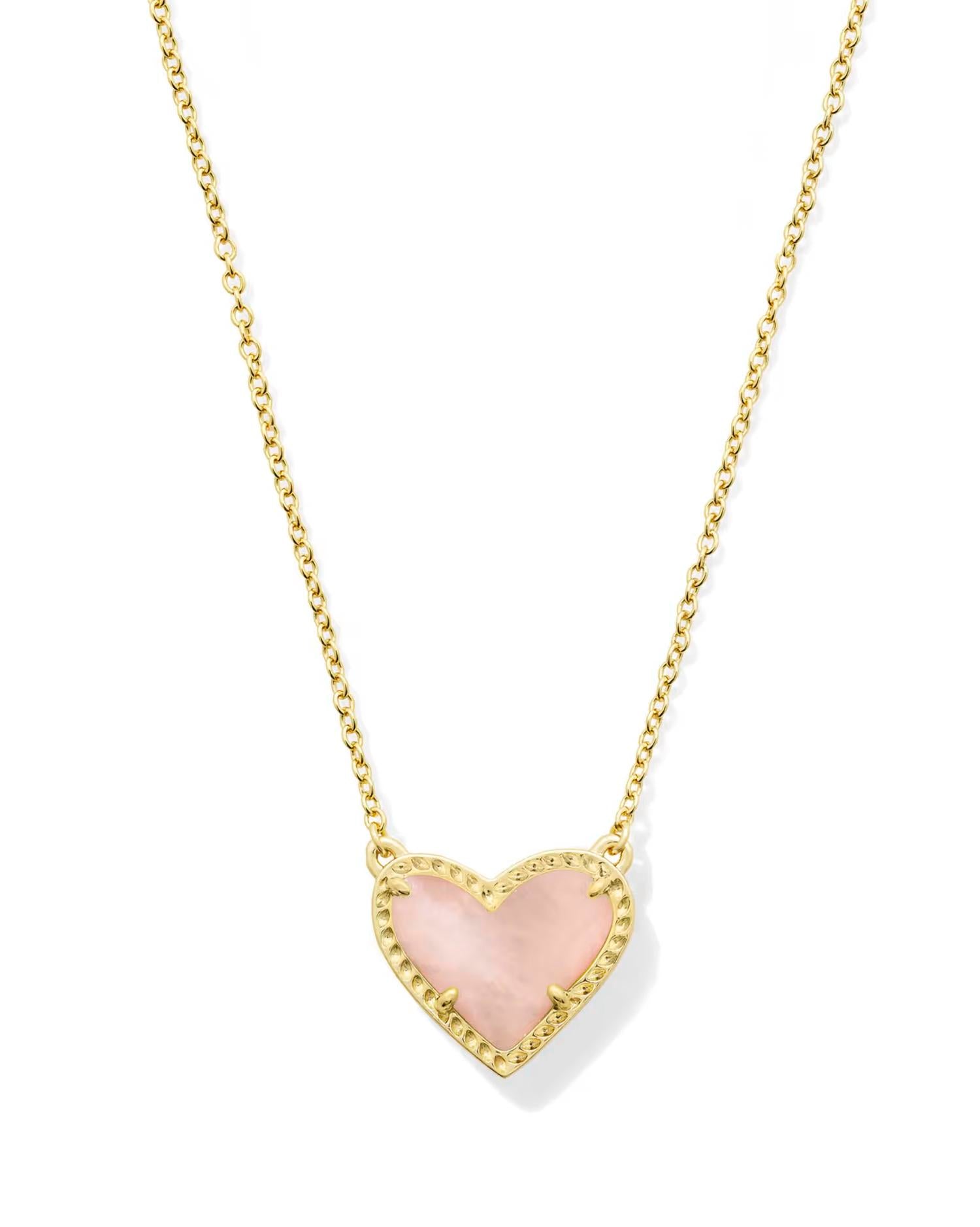 Kendra Scott - Women's Ari Heart Rose Quart Pendant Necklace