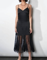 GREYLIN Sheer Skirt Slip Dress in black - women's dress