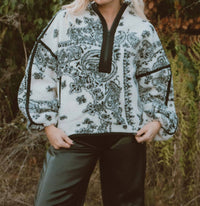 PROMESA Paisley Sherpa Long Sleeve Jacket in ink and ivory - women's jacket - view 5
