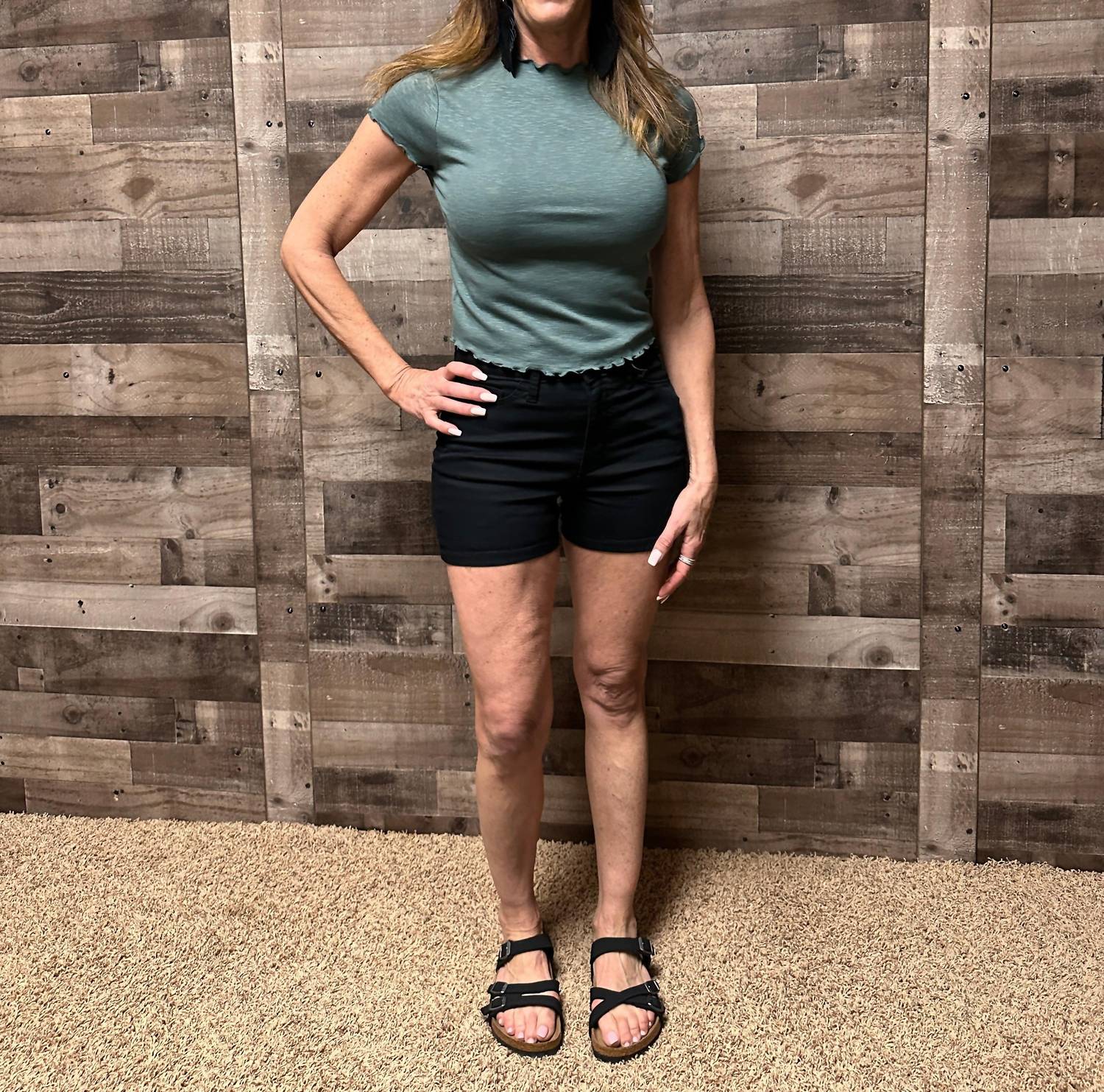 ZENANA Kyla High Rise Shorts in black - women's shorts