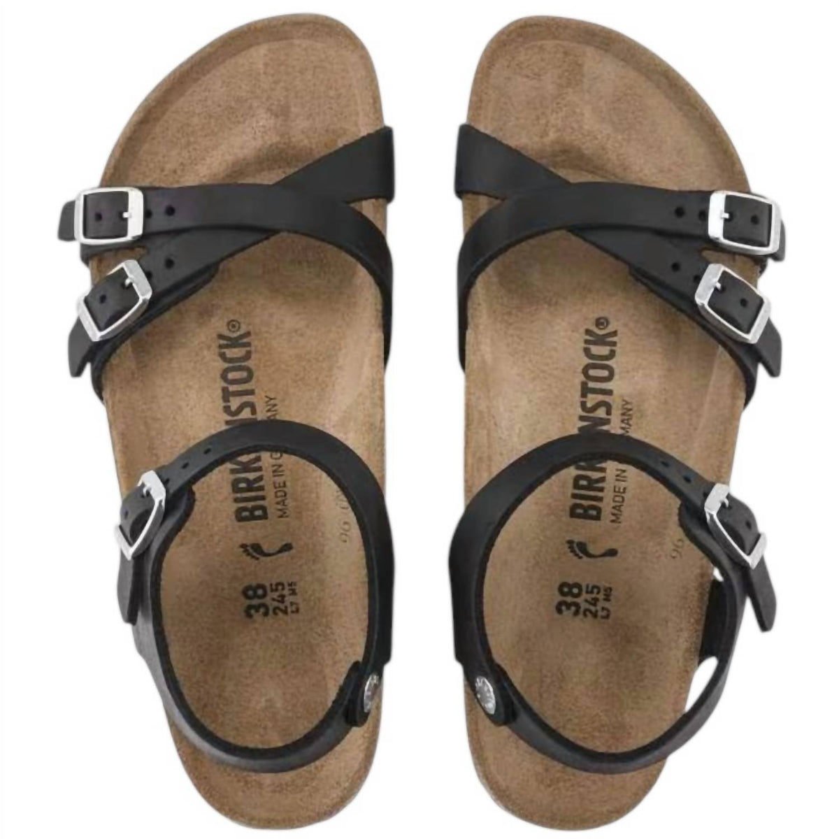 BIRKENSTOCK Women's Kumba Oiled Leather Sandals in black - women's sandal - detail view