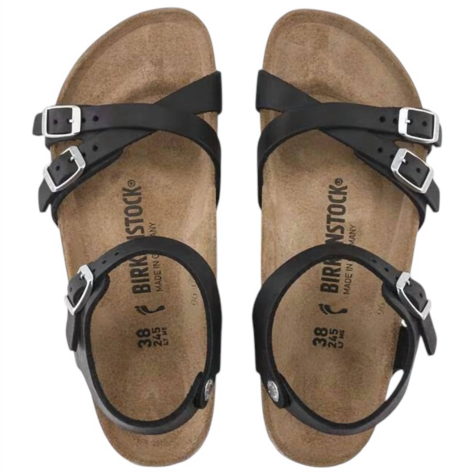 BIRKENSTOCK Women's Kumba Oiled Leather Sandals in black - women's sandal - detail view