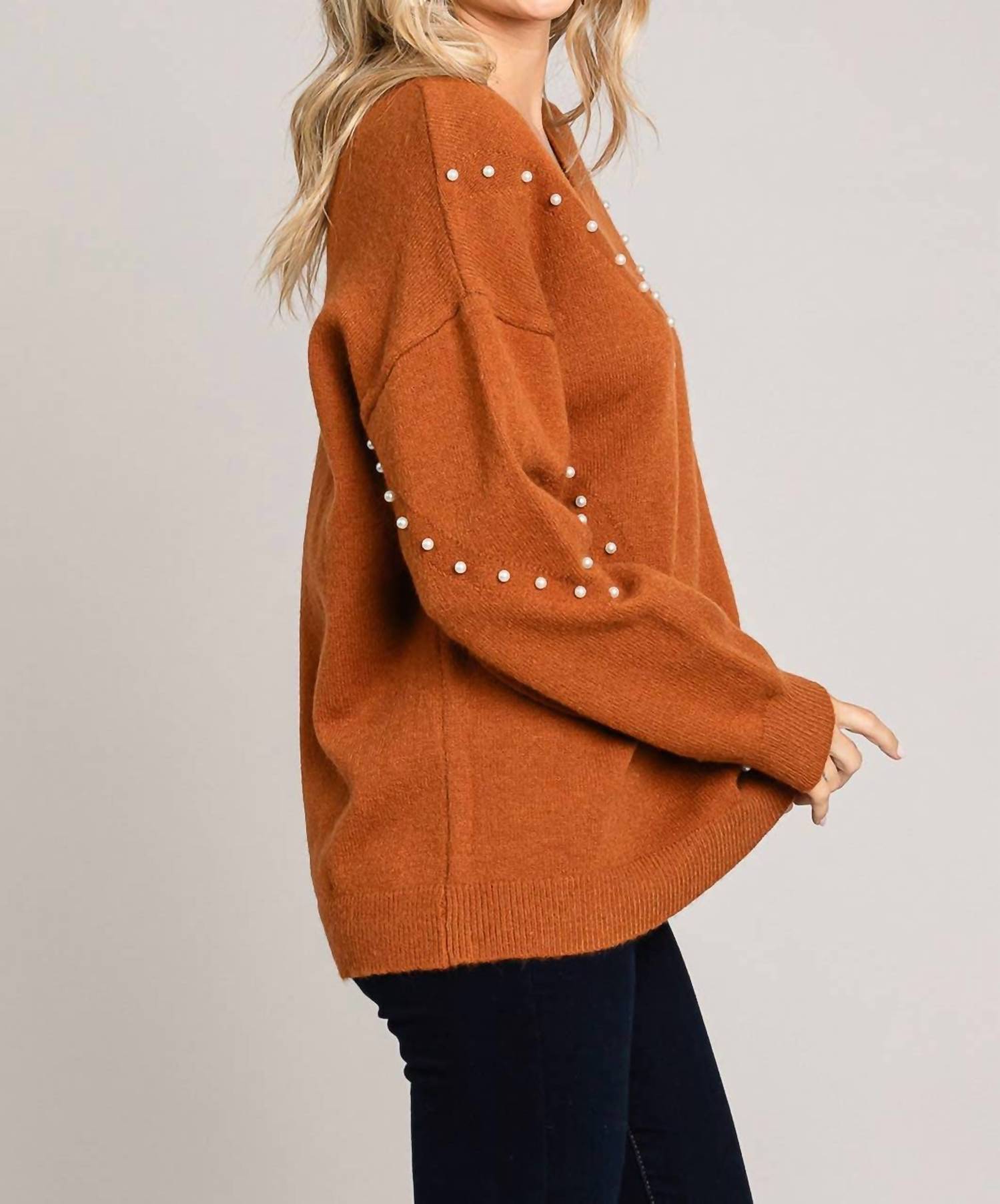 Cotton Bleu - Pearl V-Neck Sweater